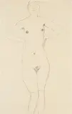 Gustav Klimt, Standing Nude from the Front (Study related to "Die Freundinnen II", 1916/17)