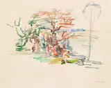 Oskar Kokoschka, Landscape by the lake (In the garden of Villeneuve)