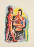 Carry Hauser, Knabe und Mädchen, 1957, watercolour on paper, unframed