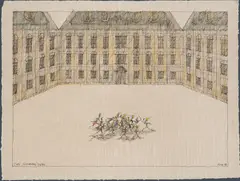Paul Flora, Das Scharmützel, 1995, India ink, coloured pencil on paper; framed