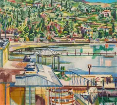 Albert Paris Gütersloh, Musikpavillon in Portorosso, 1924, oil on canvas; framed