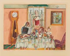 Albert Paris Gütersloh, Der Gabentisch, 1928, gouache on paper; framed