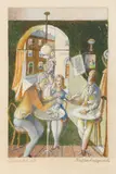 Albert Paris Gütersloh, Kaffeehausgespräch, 1967, gouache on paper; framed