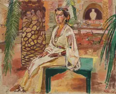 Albert Paris Gütersloh, Portrait of Milena in the southern garden, 1935, oil on canvas; framed