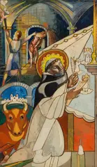 Albert Paris Gütersloh, Saint Thomas Aquinas, 1938, reverse glass painting; framed