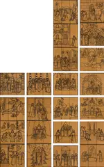 Albert Paris Gütersloh, Mixed lot: 22 cardboards for glass windows in the parish church of St. Josef, Sandleiten, Vienna XVI (Scenes from the life of the Egyptian Joseph and Saint Joseph), 1934, India ink on paper on hardboard; framed
