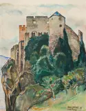 Leo Putz, Castelbell, 1936, pastel on paper; framed