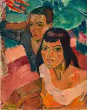 Leo Putz, Indianerkinder, 1929, oil on cardboard; framed