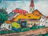 Franz von Zülow, Neumarkt im Mühlkreis, 1928, oil on cardboard; framed