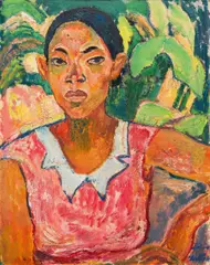 Leo Putz, Guiomar, 1933, oil on cardboard; framed