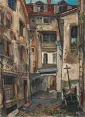 Rudolf Wacker, Süesswinkel, 1930, oil on cardboard; framed