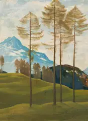 Eugen Jussel, Gurtisspitze from Walgau, towards the south, oil on panel; framed