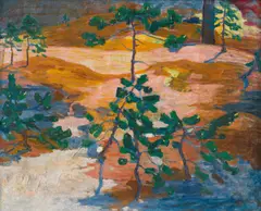 Sebastian Isepp, Coniferous trees in the snow, c. 1910, oil on canvas; framed