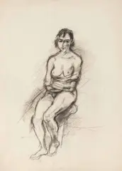 Herbert Boeckl, Seated female nude, charcoal on paper; unframed