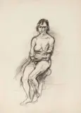 Herbert Boeckl, Seated female nude, charcoal on paper; unframed