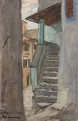 Albin Egger-Lienz, Aus Lovrana, 1899-1901, oil on canvas on cardboard; framed