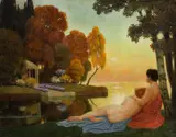 Eduard Kasparides, Evening atmosphere at the sea, 1922, oil on canvas; framed