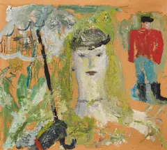 Wilhelm Thöny, Lady with umbrella, 1936-38, oil on cardboard on press board; framed