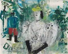 Wilhelm Thöny, Lady with black gloves, 1936-38, oil on canvas; framed