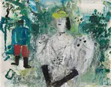 Wilhelm Thöny, Lady with black gloves, 1936-38, oil on canvas; framed