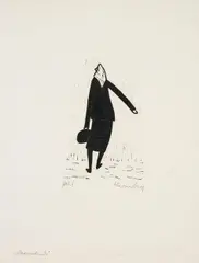 Davoneilende II by Werner Berg, 1972, woodcut on paper; framed, sold Dec 2024