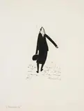 Werner Berg, Davoneilende II, 1972, woodcut on paper; framed