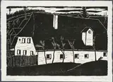 Werner Berg, Rutarhof, 1931, woodcut on paper; framed