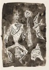 Max Weiler, Engel des Dorfes 2, 1953, pen and India ink on paper; framed