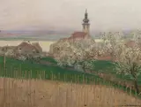Hans Wilt, Kahlenbergerdorf, 1904, oil on linen on cardboard; framed
