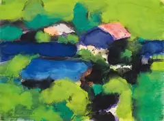 Karl Stark, Workshops in the countryside, 1961, gouache on paper; framed