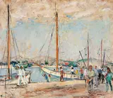 Anton Lutz, Freighter sailor in Sibenik, 1959, oil on hardboard; framed