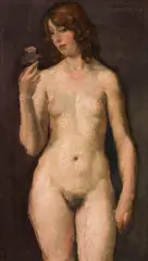 Franz Windhager, Standing female nude, 1929, oil on panel; framed