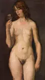 Franz Windhager, Standing female nude, 1929, oil on panel; framed