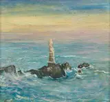 Sea landscape by Ludwig Heinrich Jungnickel, oil on canvas; framed, sold Dec 2024