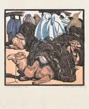 Norbertine Bresslern-Roth, Holzmarkt, 1928, colour linocut on paper; unframed