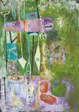 Hans Bischoffshausen, Hochsommer, 1954, mixed media on paper, laminated on cardboard; framed