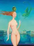 Eduard Klell, Ven-uß von San Marco, 1992, oil on panel; framed