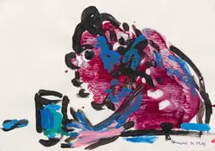 Otto Muehl, Untitled, 2003, acrylic on paper; framed