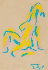 Otto Muehl, Untitled (Nude), 1991, mixed media on paper; framed