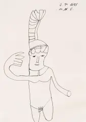 Oswald Tschirtner, Untitled, 1975, ink on paper; framed
