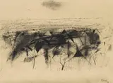 Karl Korab, Im Waldviertel, 2019, charcoal on paper; framed