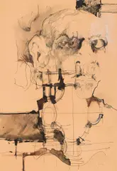 Herwig Zens, Untitled, mixed media on paper; unframed
