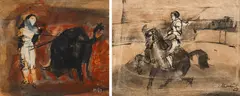 Markus Vallazza, Mixed lot: two works of paper "Picador, 1963, mixed media on paper; framed