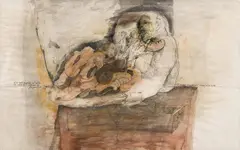 Markus Vallazza, Sketch to Gargantua, 1973, mixed media on paper; framed
