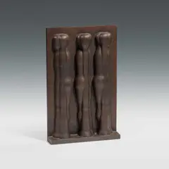 Joannis Avramidis, Small relief with three figures, 1976, bronze relief