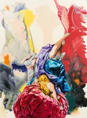 Franziska Maderthaner, Liegen und Fliegen, 2014, oil and mixed media on canvas; unframed
