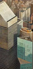 Richard Haas, Midtown Diagonals (View of Citicorp Building), 1999, oil on wood; framed