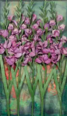 Cornelius Kolig, Gladiolen, 1991/92, mixed media and artificial flowers on panel in a display case