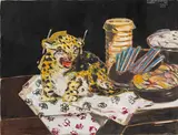 Peter Sengl, Stilleben mit Stabohrring - Tigerbaby