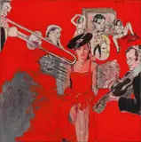 Peter Sengl, Hintergrunderweiterung zu Oberarmmusikern, 1985, oil on canvas; framed